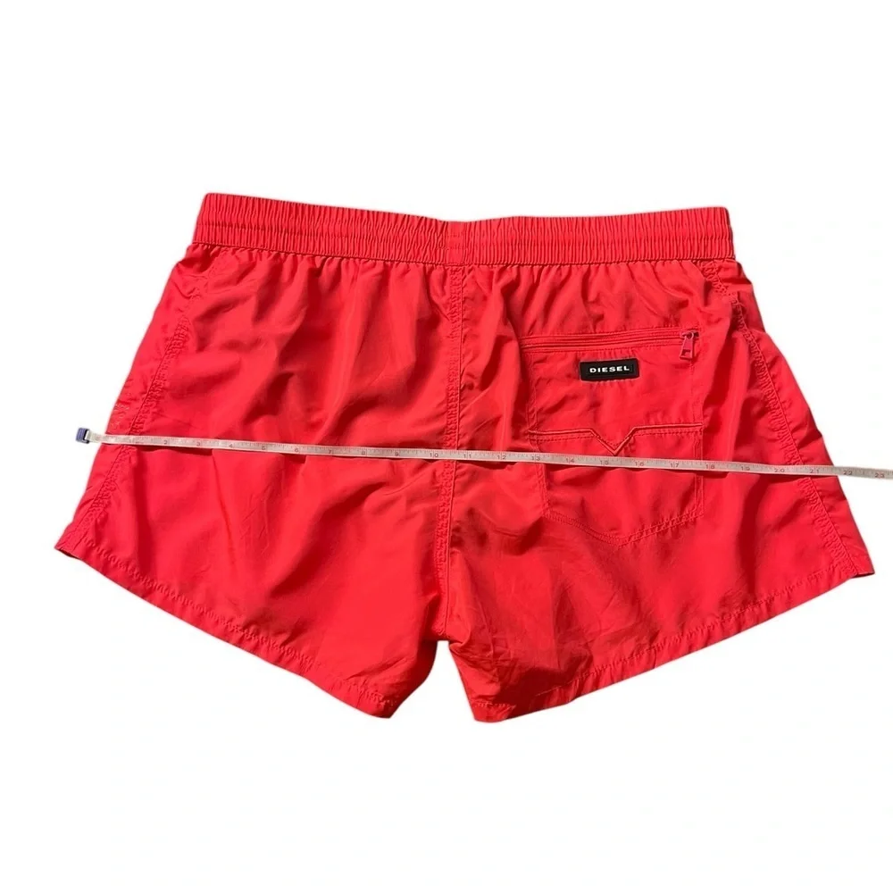 Diesel Bright Red Lined Swim Trunks With Mohican Head Size XL